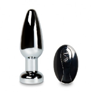 Metal Vibrating Anal Plug 4.5'', 10 Speeds Remote Control